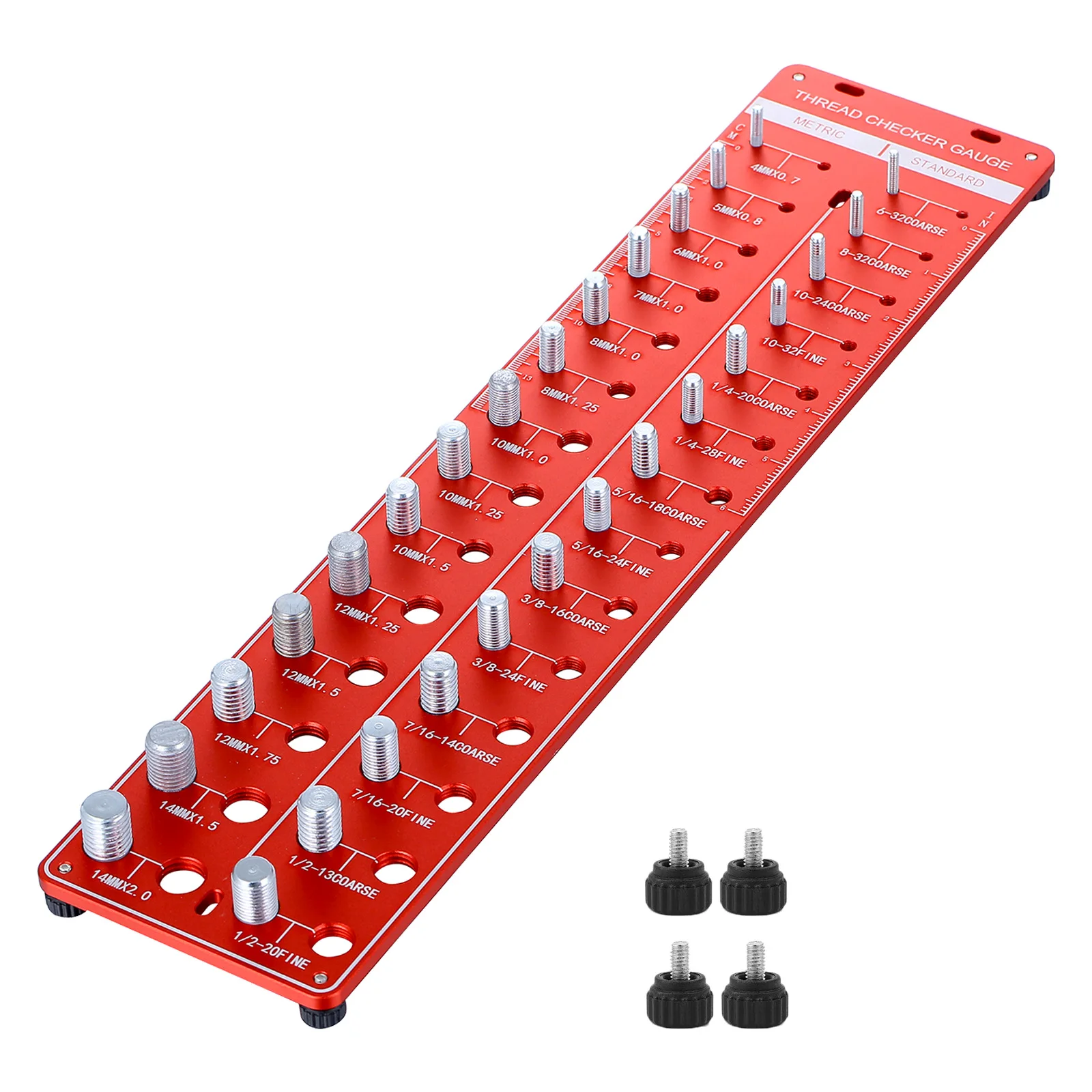 

Nut and Bolt Thread Checker, 14 Metric & 14 Standard Sizes, Bolt Nut Identifier Gauge with Inch and Centimeter Ruler