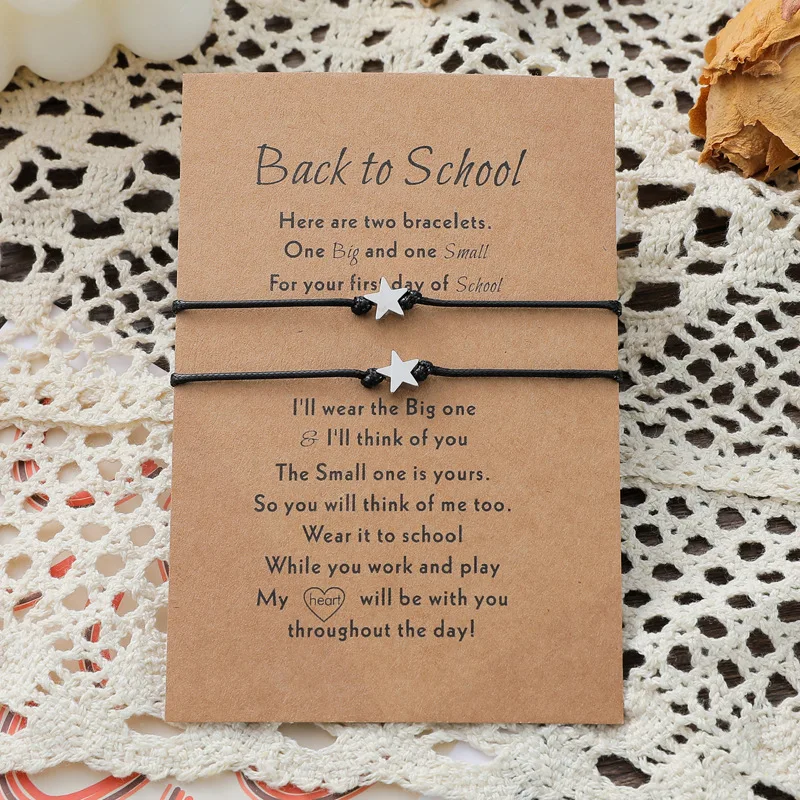 New School Season Star Card Bracelet Hip Hop Versatile pentagram Woven Bracelet 2-piece Gift Wholesale