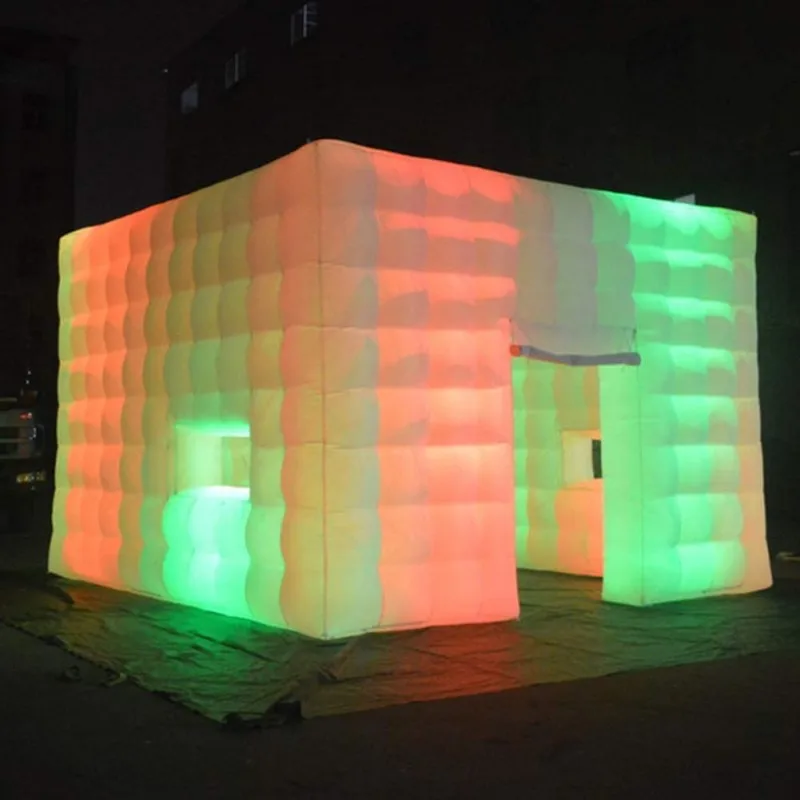 SAYOK 8m LED giant Inflatable Marquee Inflatable Air Cube Tent House with Blower Lighting Tent for Party Event Exhibition Show