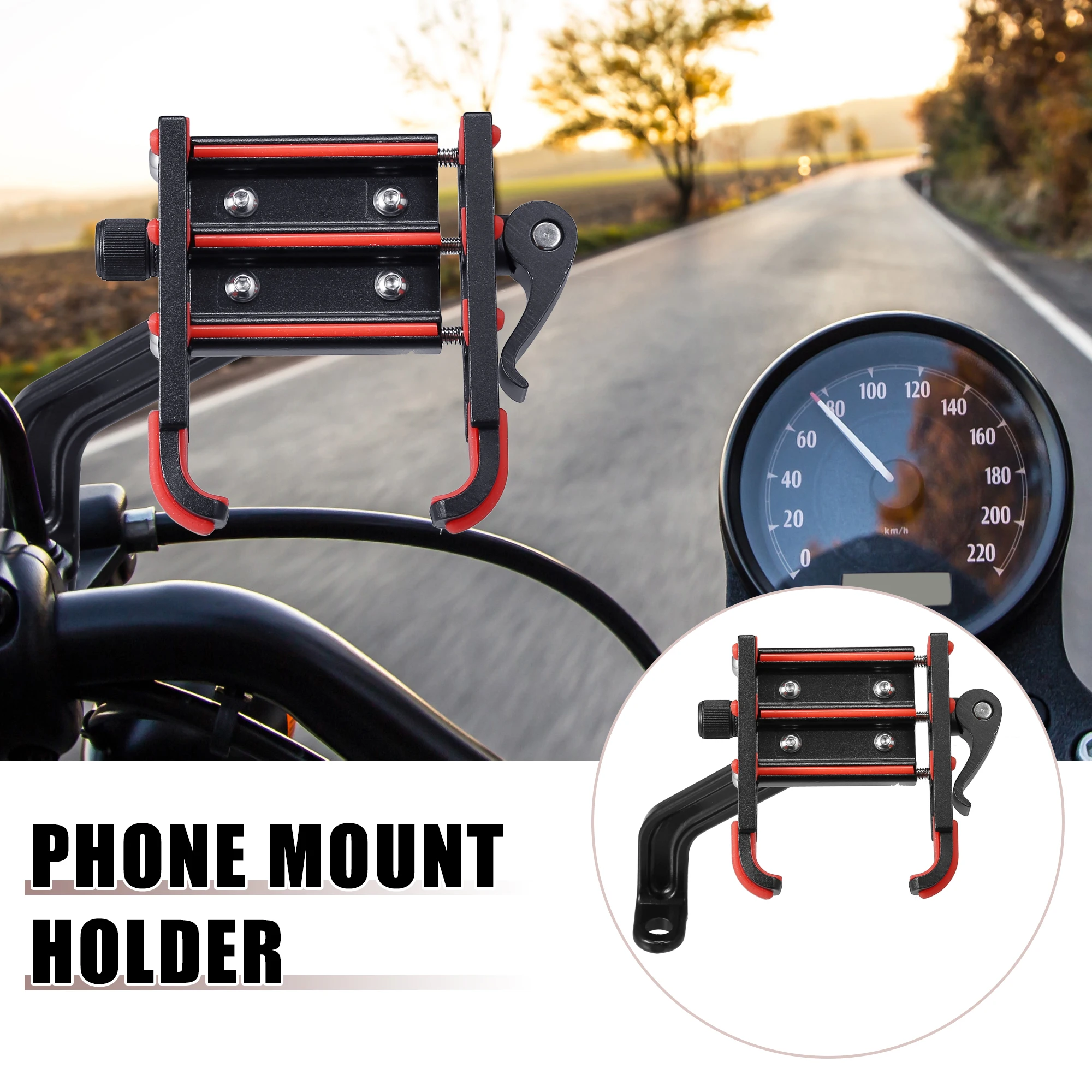 Motoforti Motorcycle Phone Holder Electric Bicycle Handlebar 360° Rotatable Phone Clip for Most 3.5- 7 Inch Smartphones