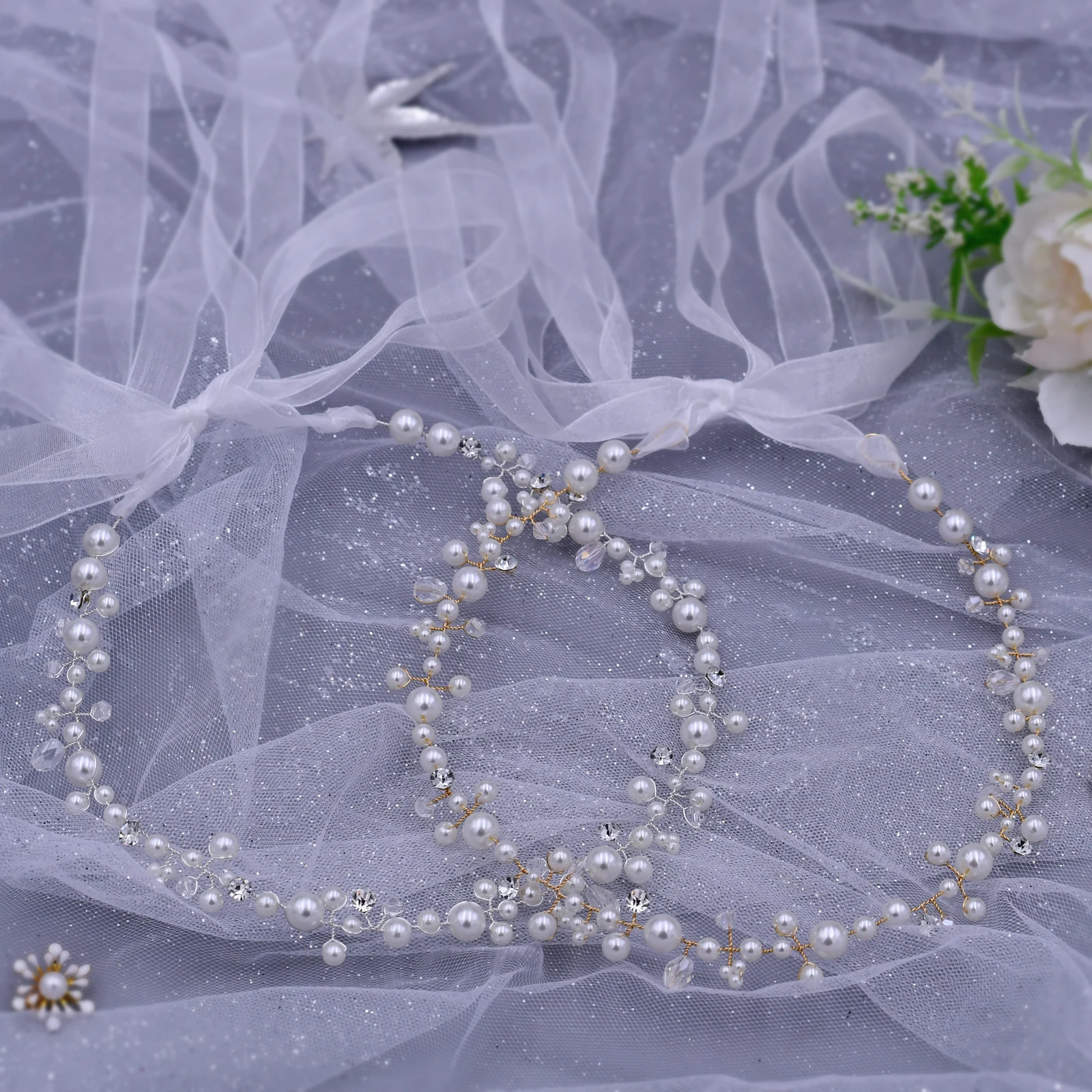 HP03 Rhinestone Wedding Hair Accessories Diamond Hair Band Wedding Headband Bridal Headpiece Silver Golden Bride Tiara Headwear