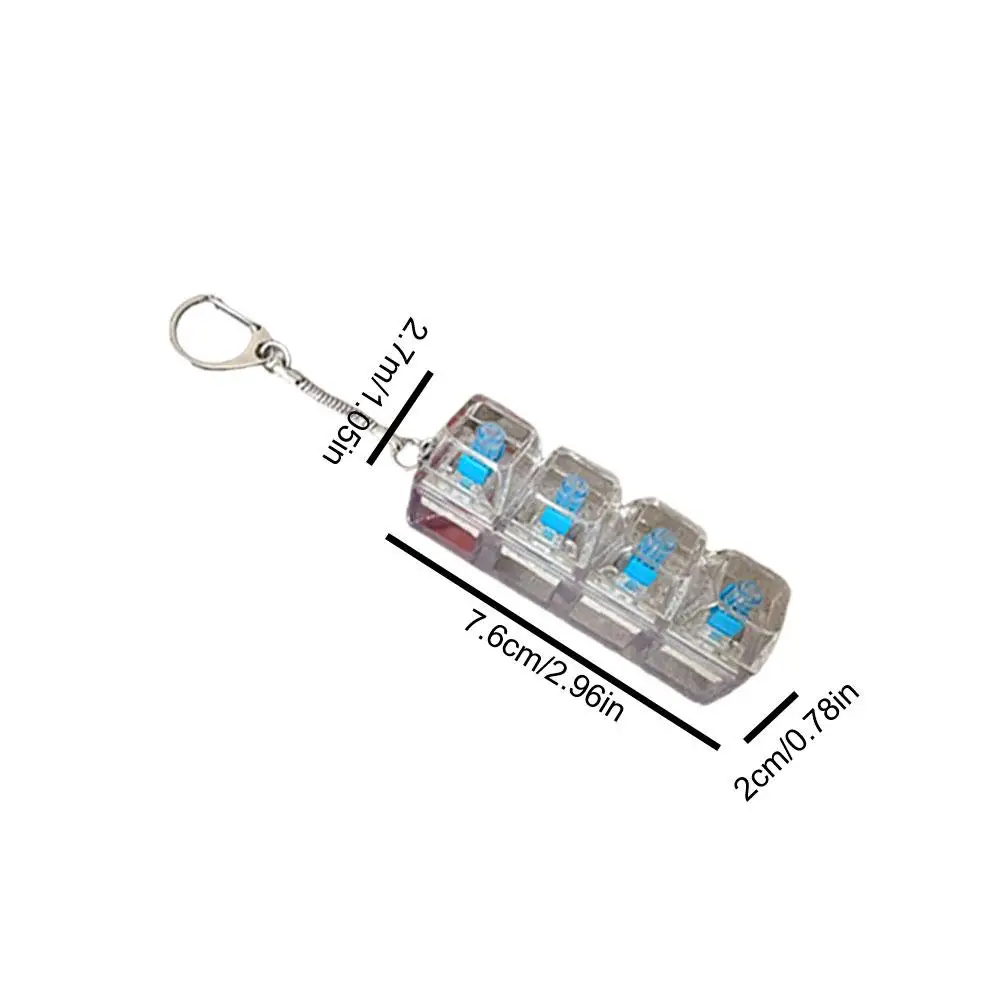 4-مفتاح تتريس الإجهاد الإغاثة قلادة الكريستال لوحة المفاتيح المفاتيح مضيئة شفافة محور الضغط لعبة هدية عيد