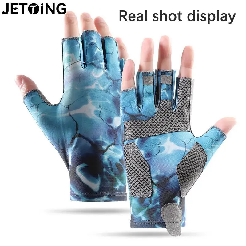 Men's Summer Fishing Anti-slip Wearable Cool Outdoor Professional Fishing G10-DY Half Finger Gloves Ice Silk Breathable Soft UV