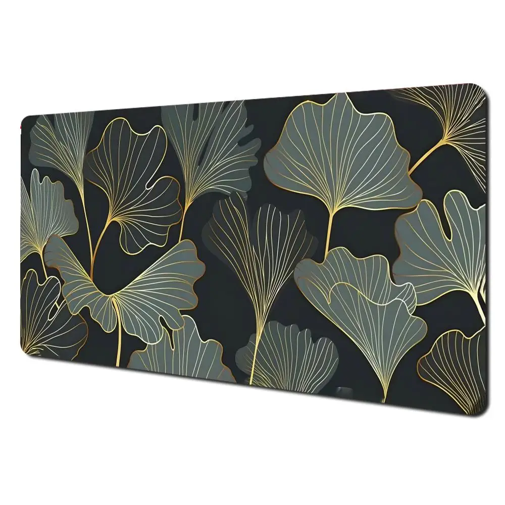 Verde ginkgo folhas mouse pad grande almofada de mesa jogos antiderrapante portátil tablet almofadas estendidas tapete mini pc playmat