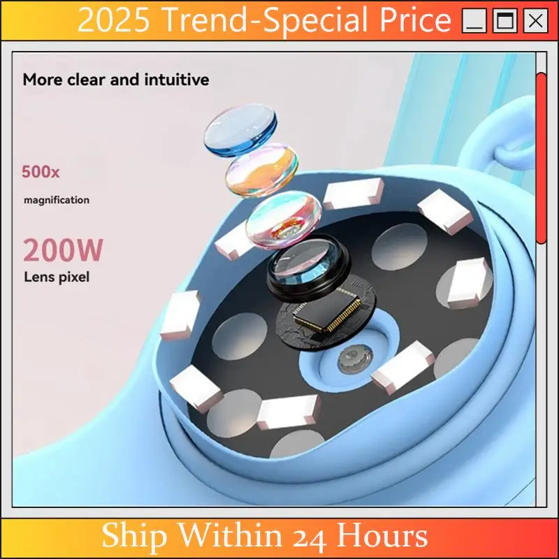

A61Z Deals Portable HD Kids Handheld Microscope, Dual Lens, Multi-Functional Digital Magnifier For Photo & Video Recording