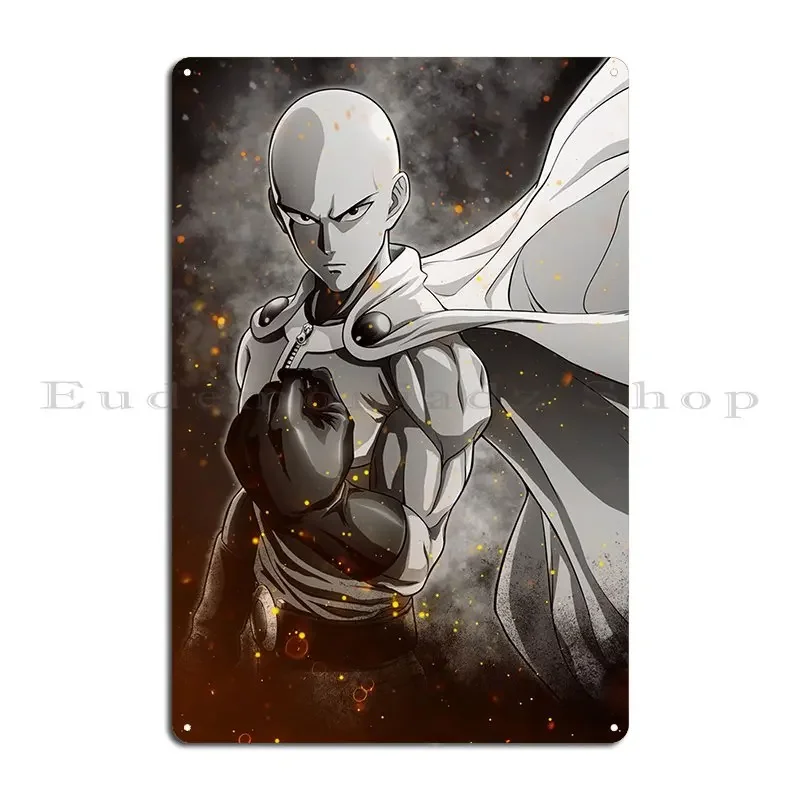 Saitama Metal Sign Bar Character Create Cave Party Plates Tin Sign Poster