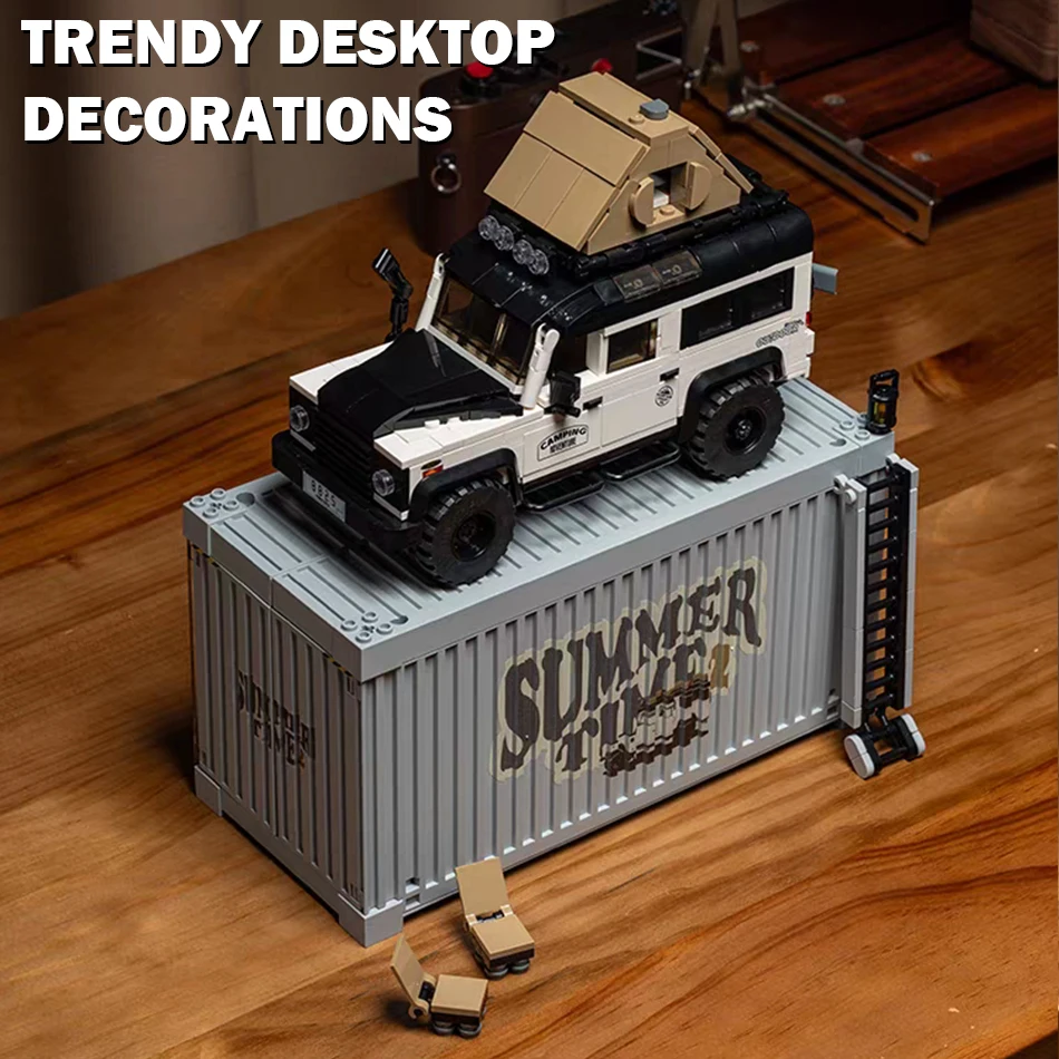 MOC City Summer Time Camper Building Blocks SUV Truck Van Station Wagon Car Vehicle Bricks Toys with Display Box Kid Adult Gifts