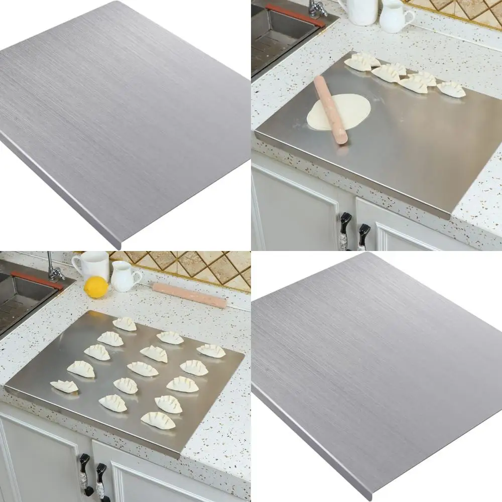 

Large Stainless Steel Cutting Board, Baking & Chopping Surface, Durable Kitchen and Pastry Board for Meat, Veg, Bread (60x50cm)