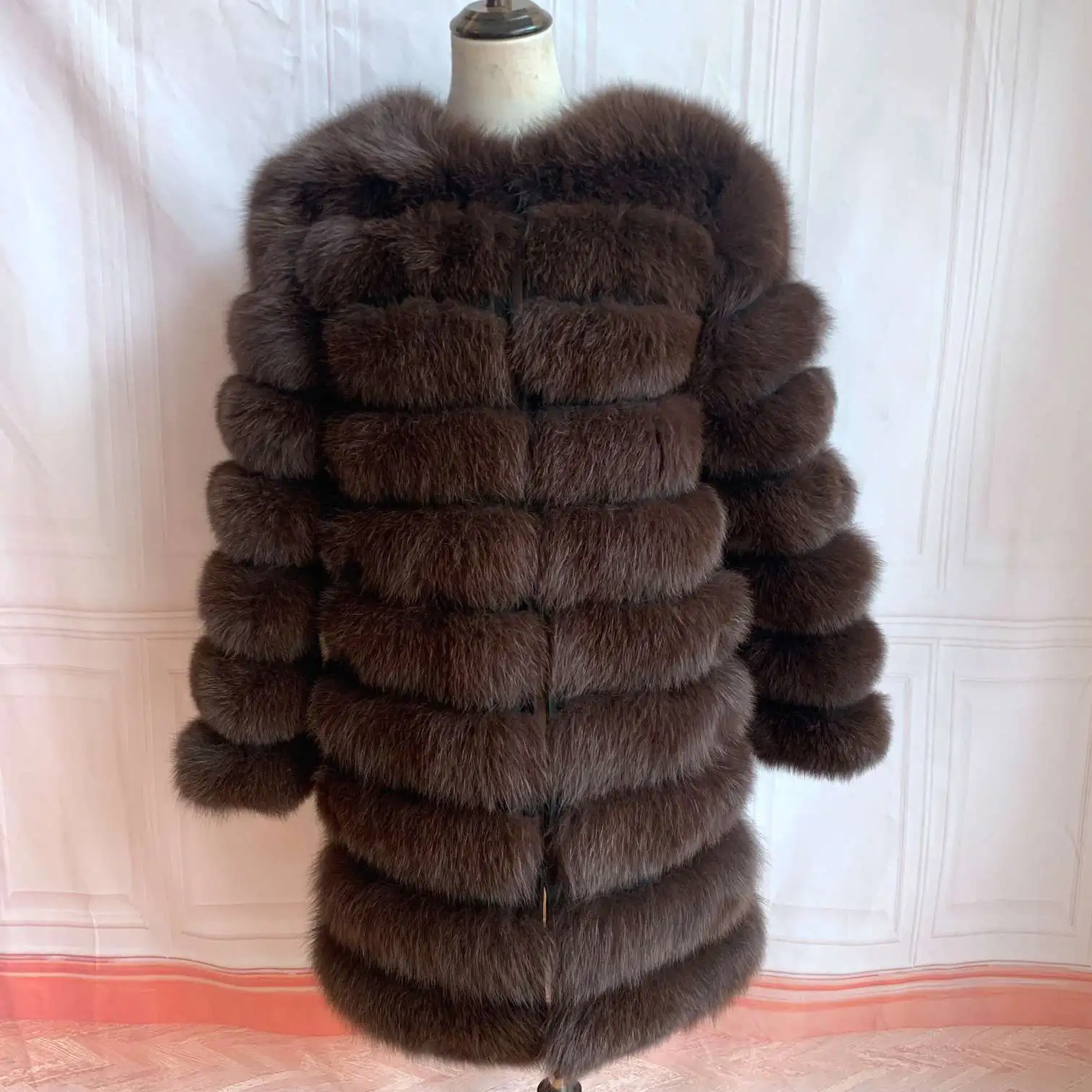 NEW 4in1 Real Fox Fur Long Coat Winter Coat for Women Jackets Vest Winter Outerwear Women Fox Fur Coat High Quality Fur Clothes