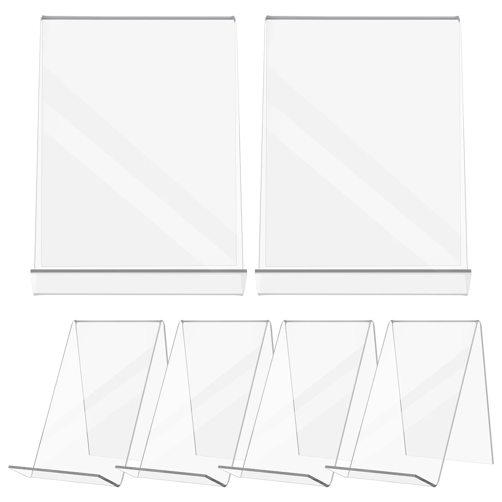Suporte de exibição de livro acrílico transparente, 6 peças, rack de documentos estável para revistas, fotos, cds, folhetos, suporte de livro