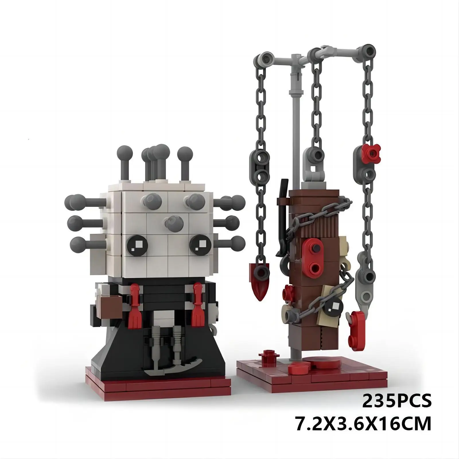 MOC Horror Movie Fierce Ghost Figurines Model Building Blocks with Nail Heads Square Head Dolls XMAS Toys Kids Halloween Gifts