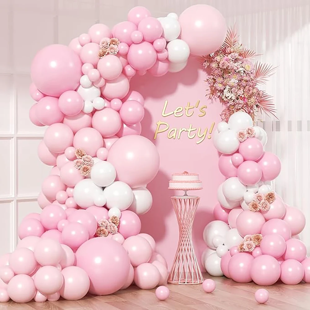 Guirnalda de Globos de color rosa Pastel, Kit de arco de Globos blanco y rosa para bebé, Globos de decoración para fiesta de cumpleaños y boda, Género para Baby Shower