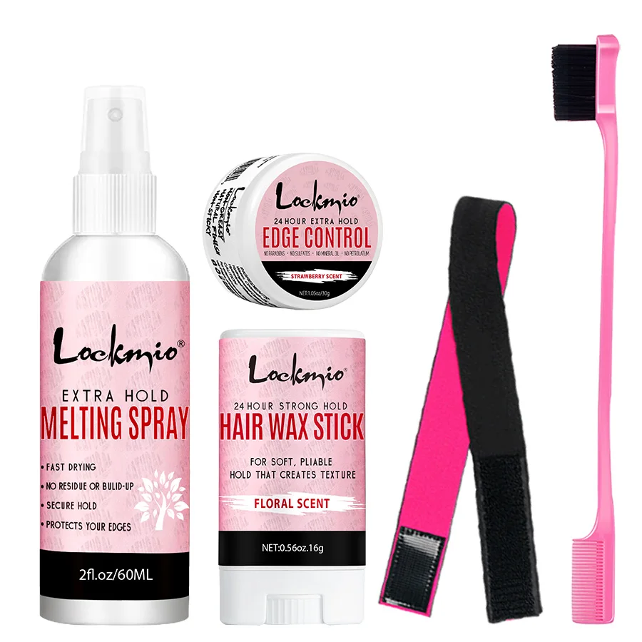 

Waterproof Wig Installation Kit Fast Dry Long-Lasting Melting Spray Natural Smoothing Wax and Edge Control Gel Headband & Brush