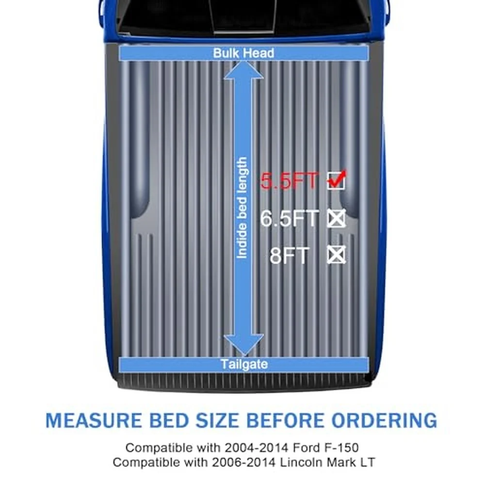 Soft Tri Fold Tonneau Cover Compatible with 2004 2014 Ford F 150 5.5FT