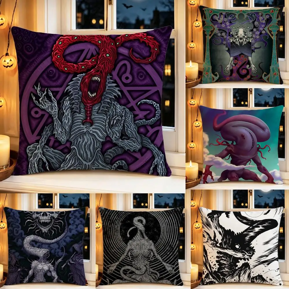 Creature Nyarlathotep Cushion Cover Pillow Short Plush Scary Creepy Cushion for Living Room Sofa Halloween Holiday Gift