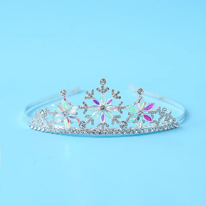 Role Play Children\'s Headdress Princess Crown Girls Snowflake Crown Headband Gift Shiny Princess Hair Accessories