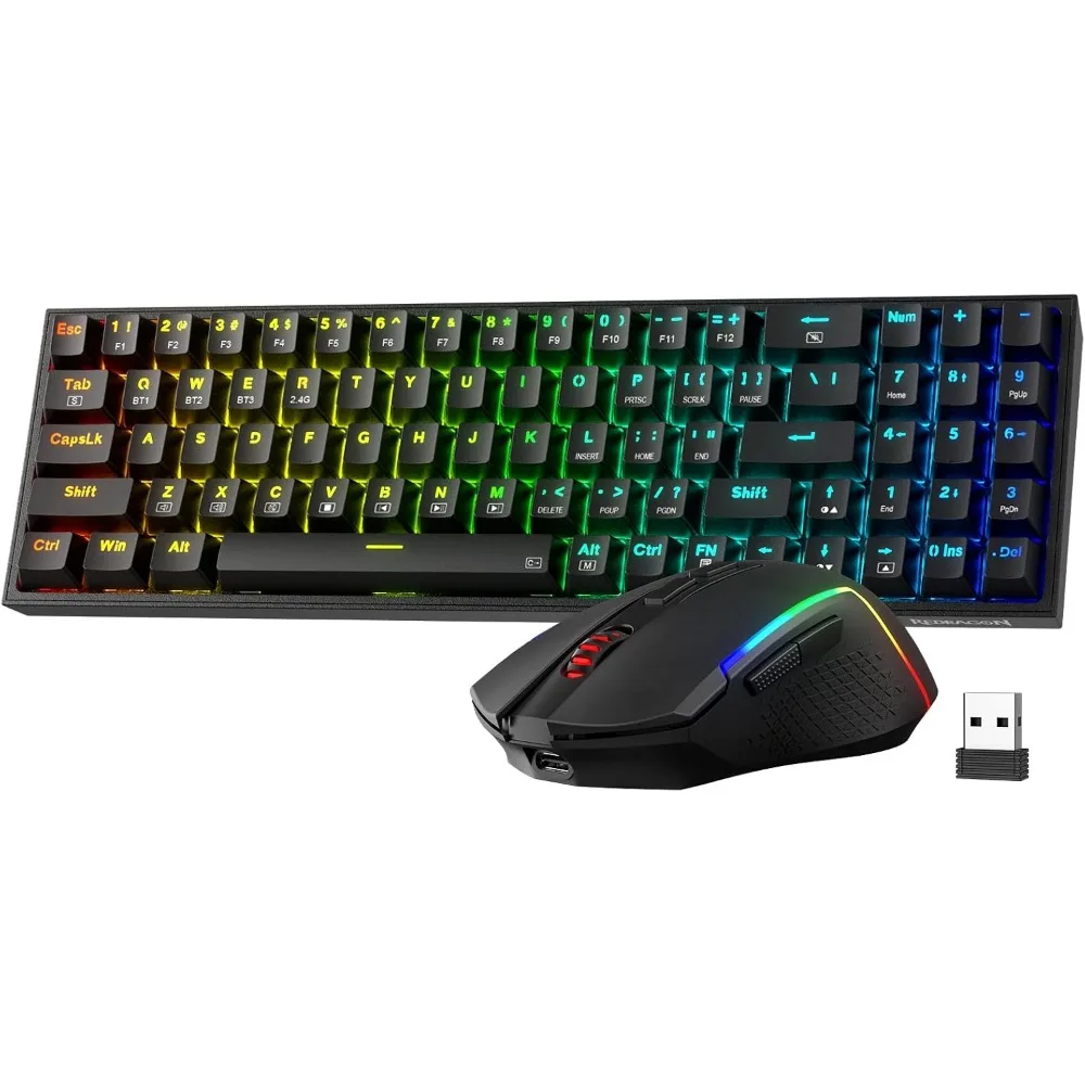 75% Tri-Mode Wireless RGB Mechanical Keyboard and 7200 DPI Gaming Mouse Bundle with Shared Dongle