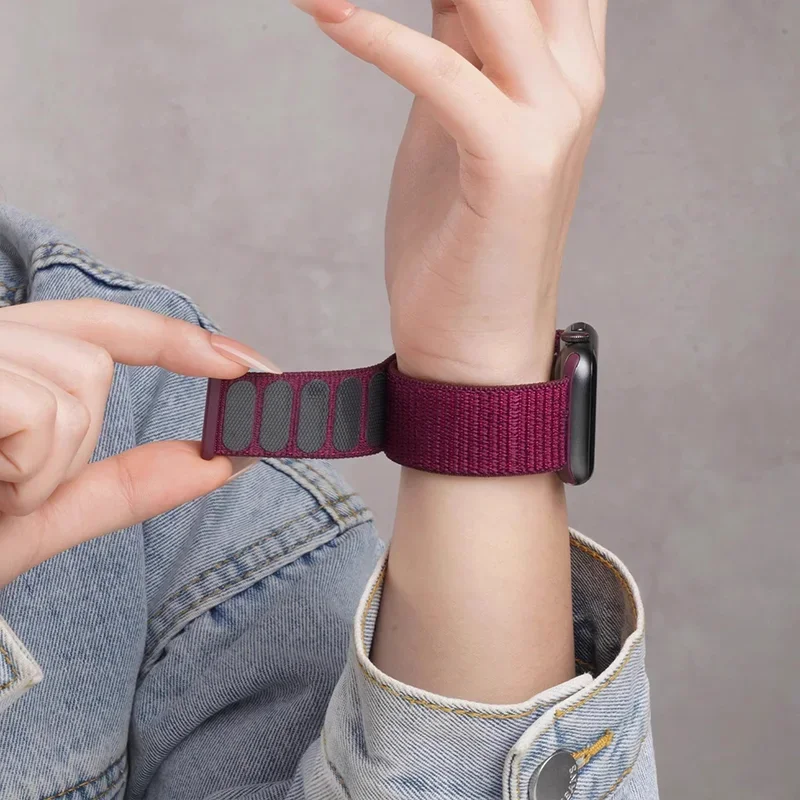 Bracelet à boucle en Nylon pour Bracelet de montre Apple S11 42mm 46mm 40mm 44mm 45mm 41mm, ceinture intelligente pour IWatch 10/9/8/7/6/SE3 ultra 49mm