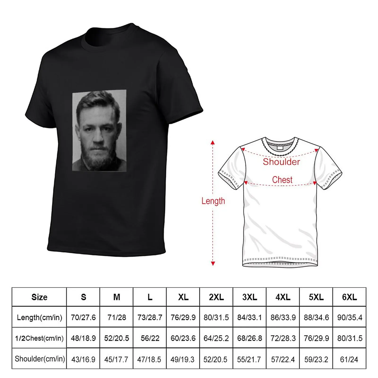 New Conor mcgregor mug shot T-Shirt cute tops black t shirt Anime t-shirt mens graphic t-shirts hip hop