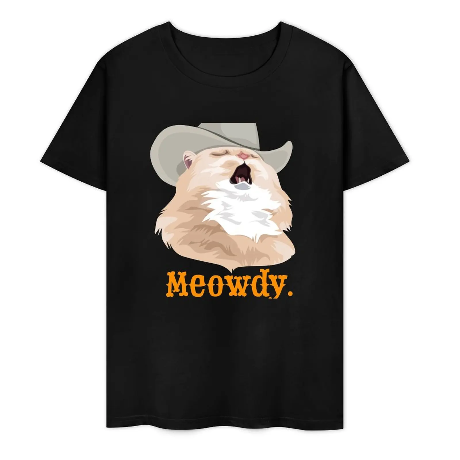 Meowdy Singing Cat Wearing a Cowboy Hat Meme T-Shirt for a boy summer clothes T-shirts for men cotton