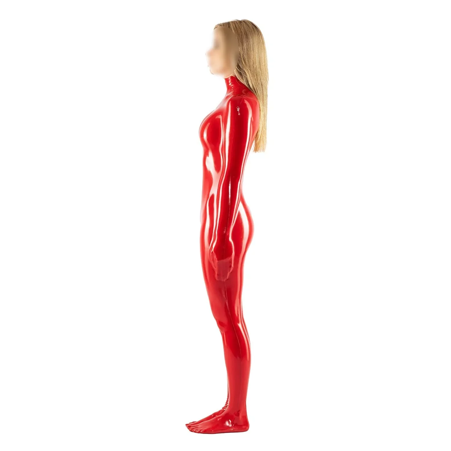 Latex body, sleeping bag, back zipper, rubber tight fitting     clothes, fetish