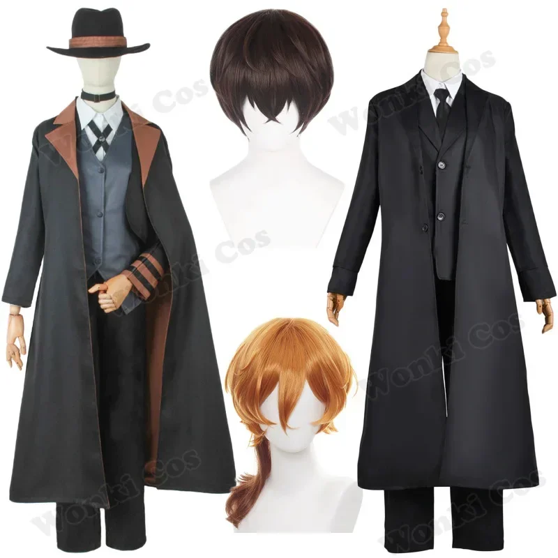 Anime Dazai Osamu Cosplay Costume Wig Hair Nakahara Chuya Nakajima Atsushi Akiko Yosano Ryunosuke Akutagawa Cosplay Outfits