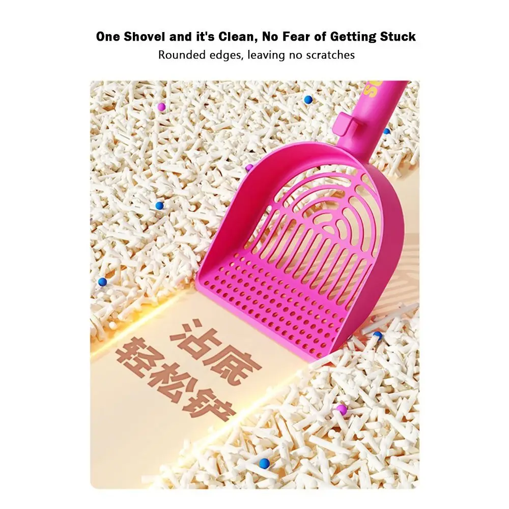 

Plastic Material Cat Litter Scoop Fine Holes Durable Construction Pet Poop Cleaning Shovel Large Size Long Handle