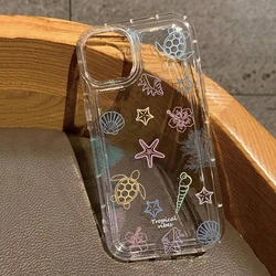 Soft Clear Phone Case for Samsung Galaxy A15 A35 A55 A54 A53 S26 S25 S24 Ultra S23 S21FE S22Plus Ocean Shell Turtle Print Cover