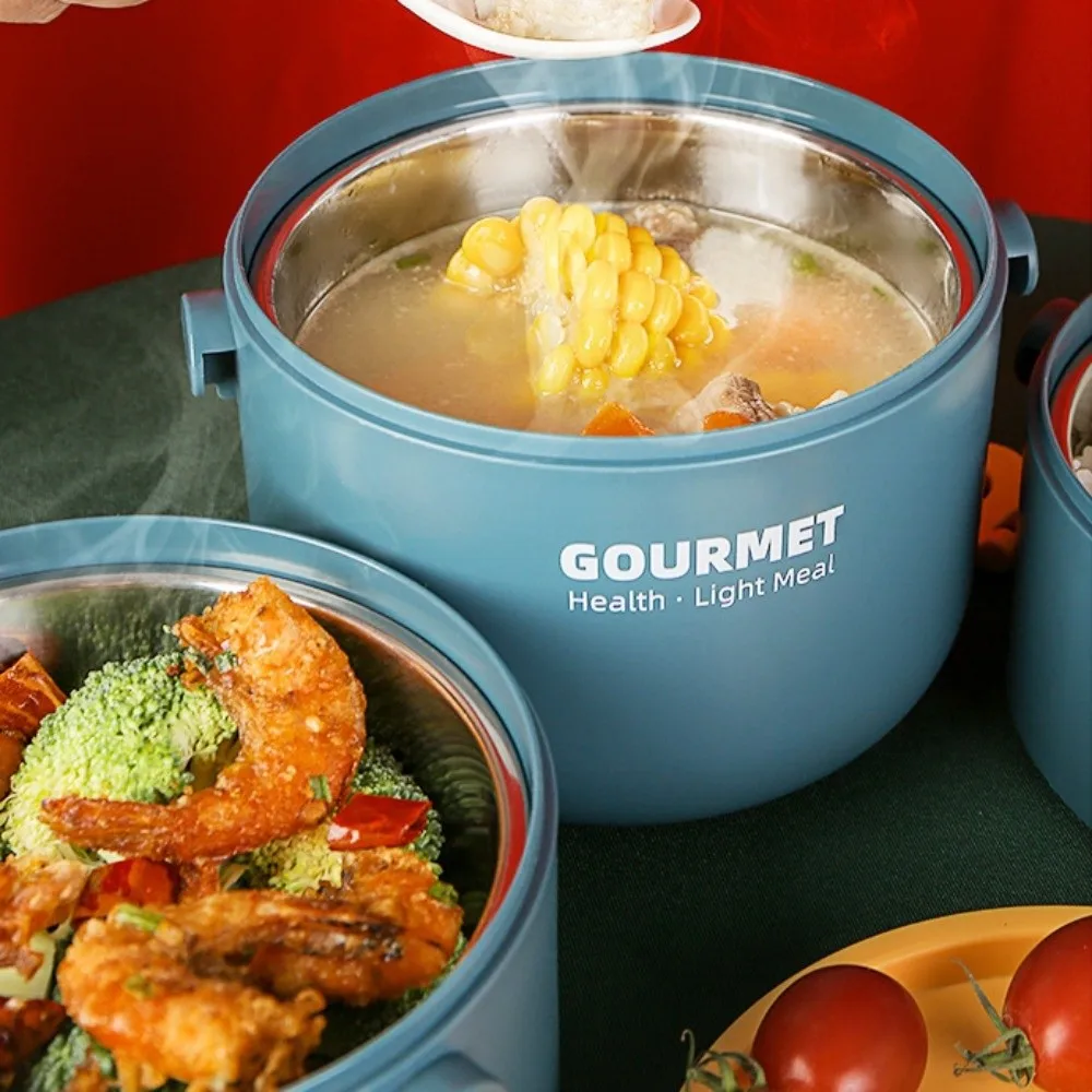 

Термальный ланч-бокс из нержавеющей стали 304, 1000/1600 мл, изолированный круглый ланч-бокс с защитой от падения, разделенный, съемный