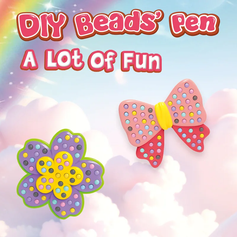 Kids 6 colors of Beadable Pens Sets DIY Creative Cartoon Princess Diamond Stickers Educational Toys Boys Girls DIY Crafts Gifts