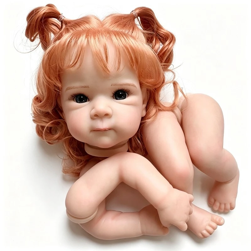 18inch Red Curly Hair Bettie Already Painted Kit Lifelike Reborn Doll DIY Doll Parts - view 2