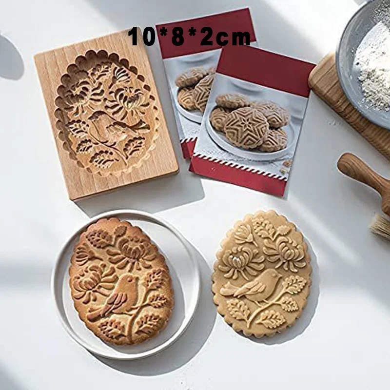 Cookie Molds for Baking Wooden Cookie Cutter 3D Gingerbread Cookies Moulds Press Cake Embossing Pumkin Bakery Gadgets Stamps