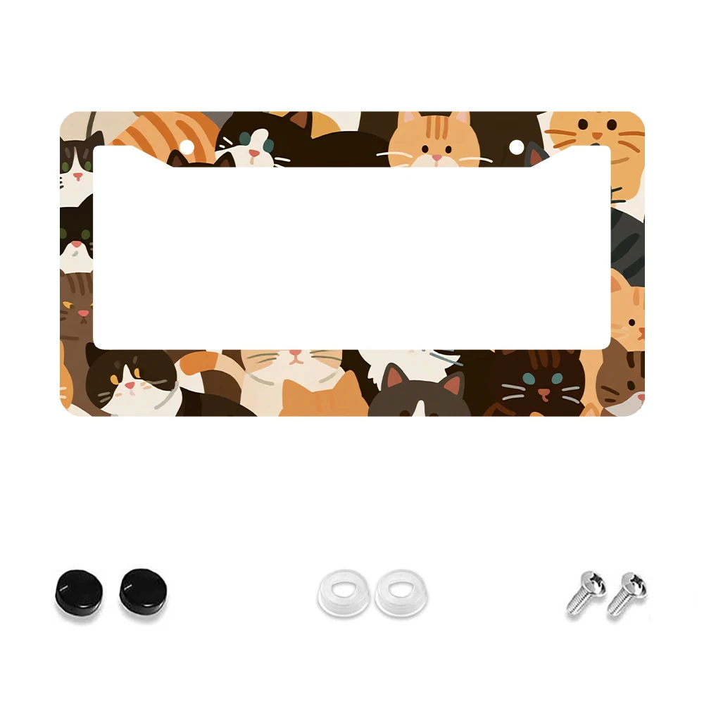 

1 шт. красочный кошачий узор, рамка номерного знака с 2 отверстиями, алюминиевый материал, 6x12 дюймов, с набором винтов, забавные украшения для автомобиля с героями мультфильмов