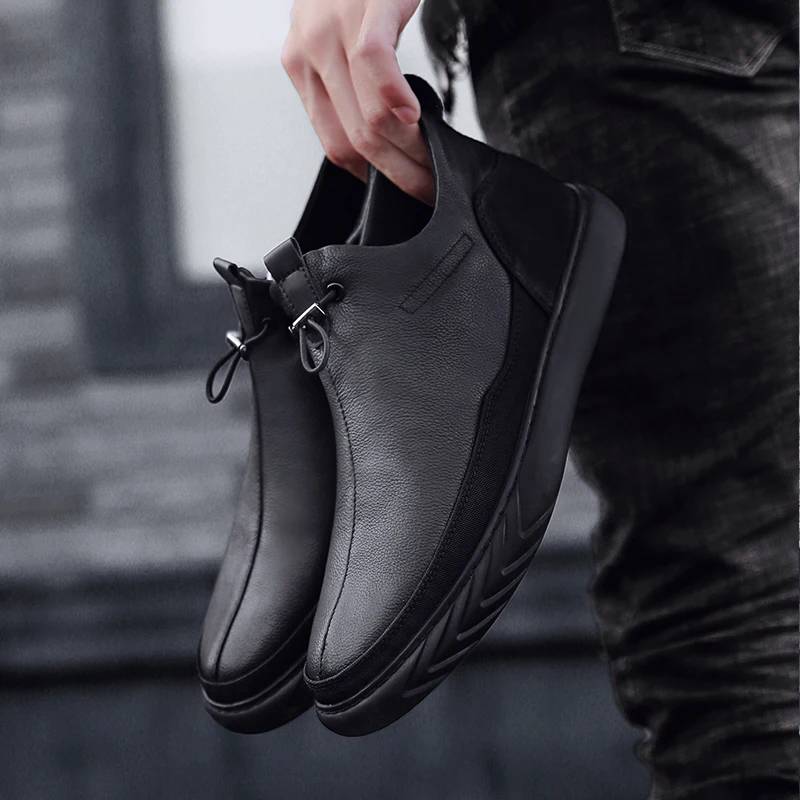 Hot Sale Men\'s Tooling Boots Fashion Men Autumn Winter Slip-on Shoes Male Thick Bottom Waterproof Warm Boots Man Casual Shoes