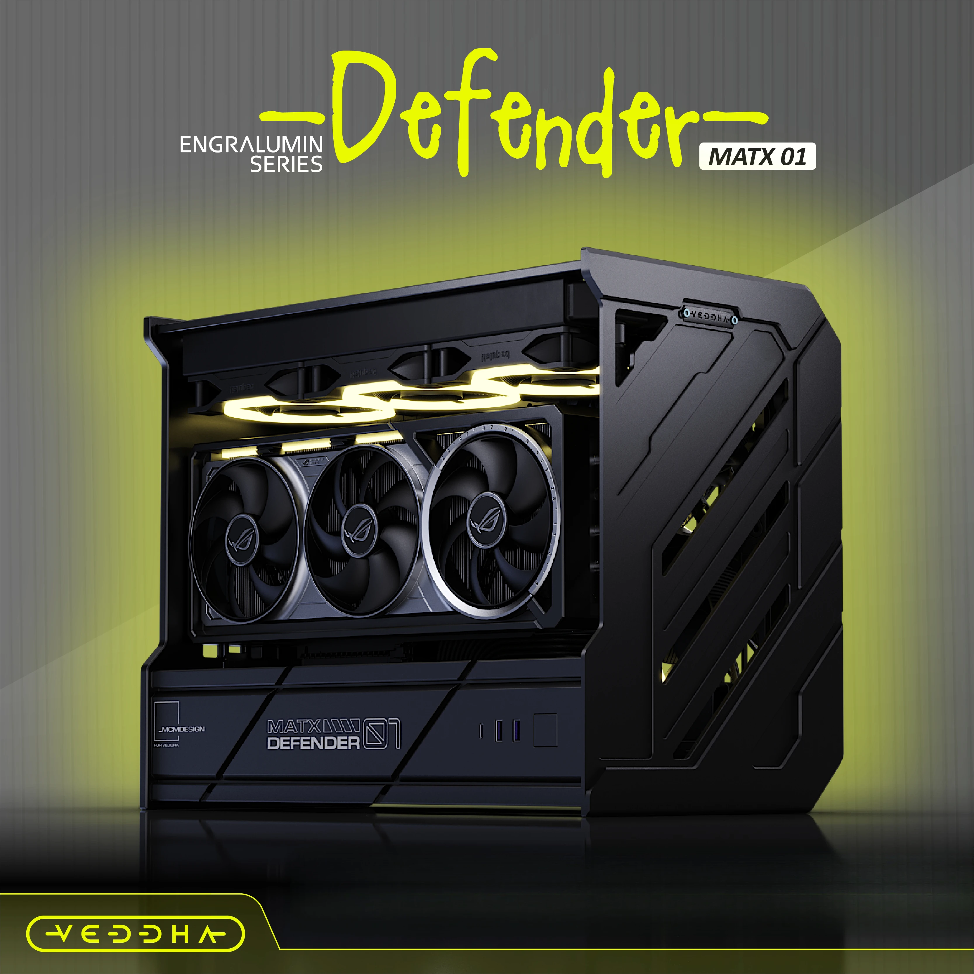 Open-frame Full Aluminum CNC Chassis Modular Water Cooling MATX Gaming Chassis Full Tower, DEFENDER MATX 01