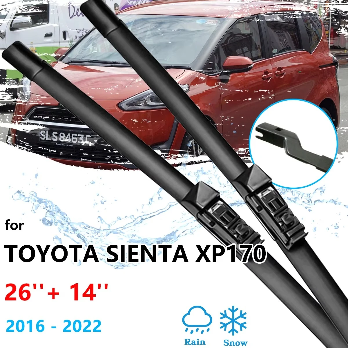 3x For Toyota Sienta XP170 MK2 2016 2017 2018 2019 2020 2021 2022 Front Rear Wipers Blades Windshield Windscreen Window Cleaning