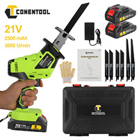 CONENTOOL Cordless Reciprocating Saw with 6 Blades, 2 Battery, 3000RPM Variable Speed, Electric Sabre Saw for Wood Metal Cutting