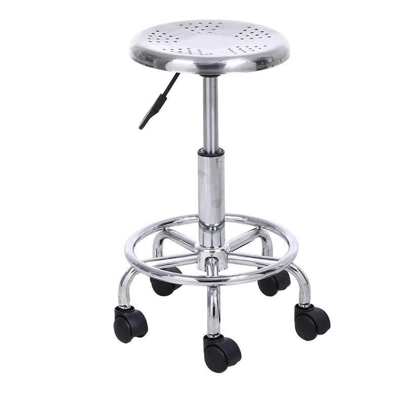 Stainless Steel Lifting Circular Stool, Laboratory, School, Hospital, Factory, Workshop, Staff High Stool