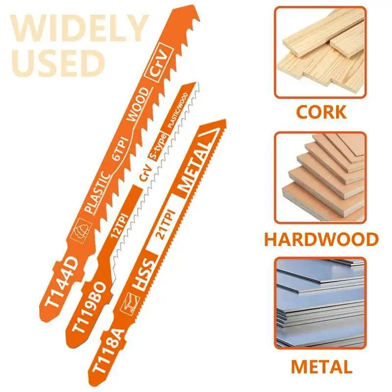 10 قطعة T-عرقوب بانوراما شفرات مجموعة HSS متنوعة للخشب البلاستيك قطع المعادن سريع قطع شفرات المنشار المنحنية للمناشير الكهربائية #4