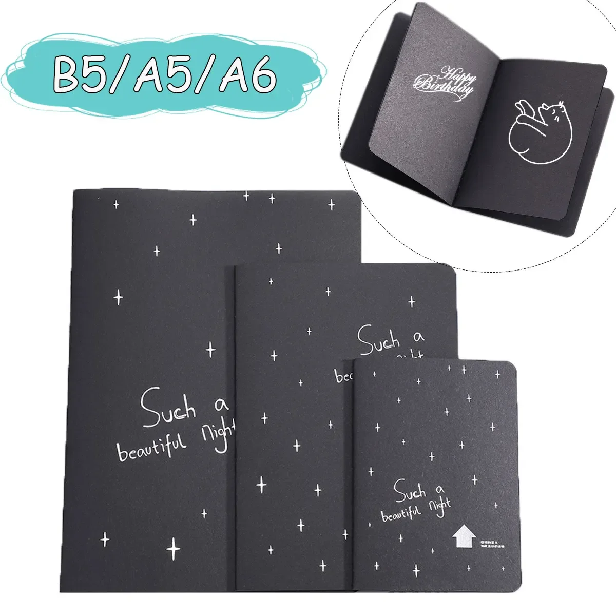 Sketchbook Graffiti book black inner page Art supplies creative diary notebook student notepad Stationery school supplies