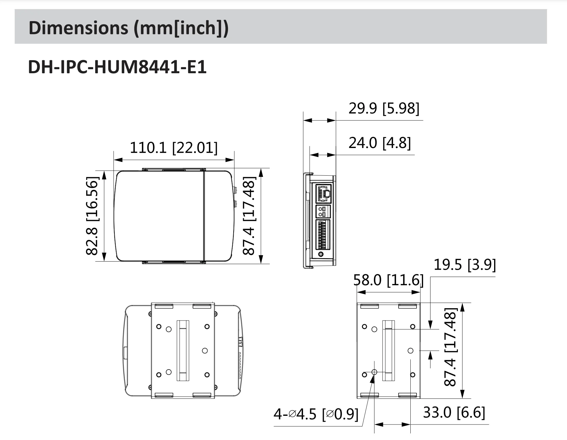 Dahua IPC-HUM8441-E1-L4 4MP Covert Pinhole WizMind Network Camera-Main Box Original Version Can Update Firmware
