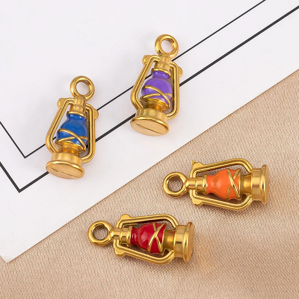 

2pcs Stainless Steel Enamel Retro Lamp Pendants Charms for Jewelry Making DIY Necklace Bracelet Handmade Accessories Wholesale