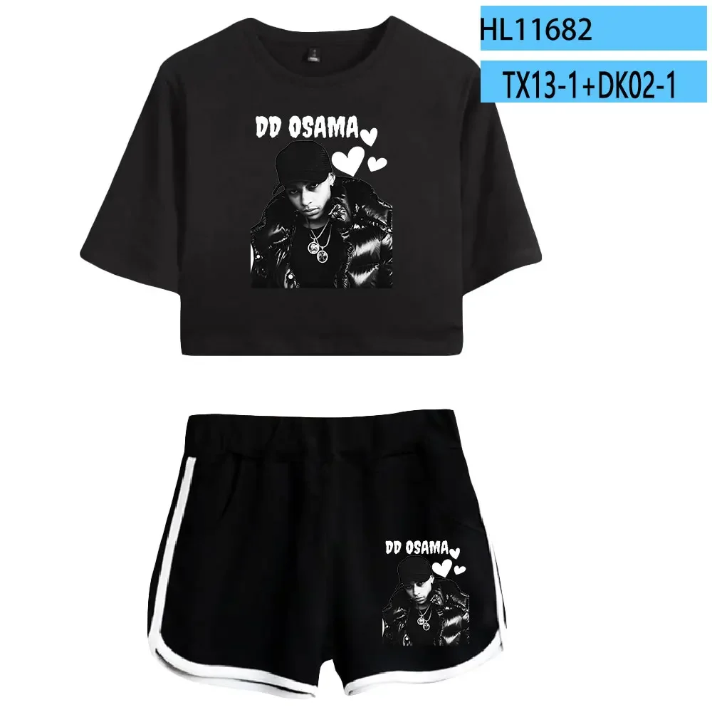 Summer Women's Sets Rapper DD Osama Short Sleeve Crop Top + Shorts Sweat Suits Women Tracksuits Two Piece Outfits Streetwear