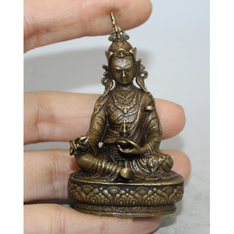 Chinese  Collectible archaize pure brss small Buddha statue Home Decoration