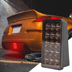 Tercera luz de freno estilo F1 ahumada, luz de freno trasera estroboscópica, 15 LED rojos, luz de conducción, luz antiniebla DRL, 12V, Universal para motocicleta Aurocar