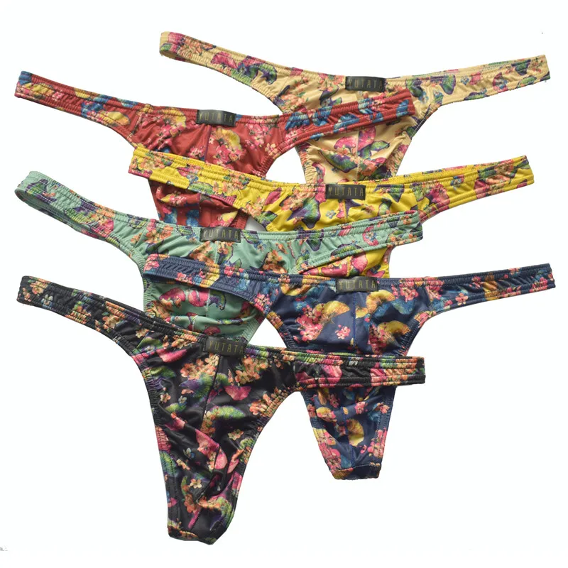 

6PCS Mens Thong Underwear Sexy Cotton Print U-convex Pouch Men Thongs & G-Strings Tangas Hombre Ropa Interior T-back Thongs