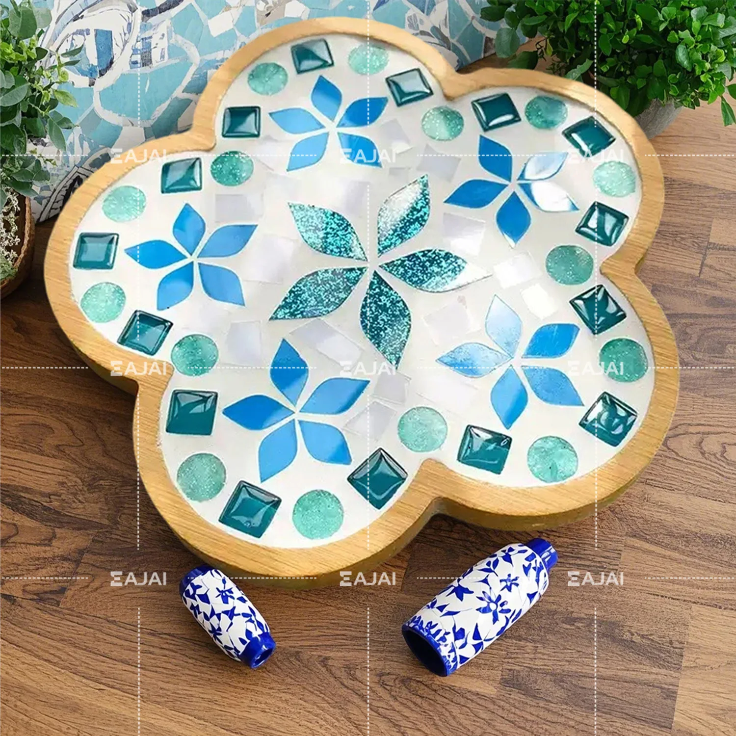 

Stained Glass Mosaic Lamp Turkish Stand for Diamond Painting Pen Mosaic Craft Kit Flower Pattern Ceramic Tiles for Mozaic Craft