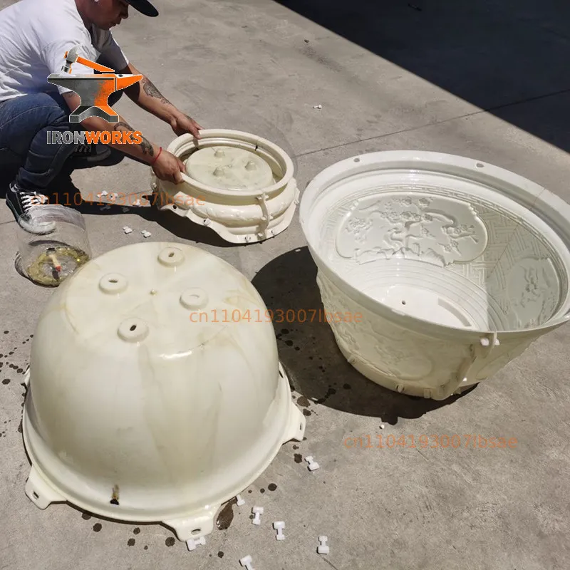 Cement round flower pot plastic mold homemade concrete bonsai large large diameter round model potted flower box