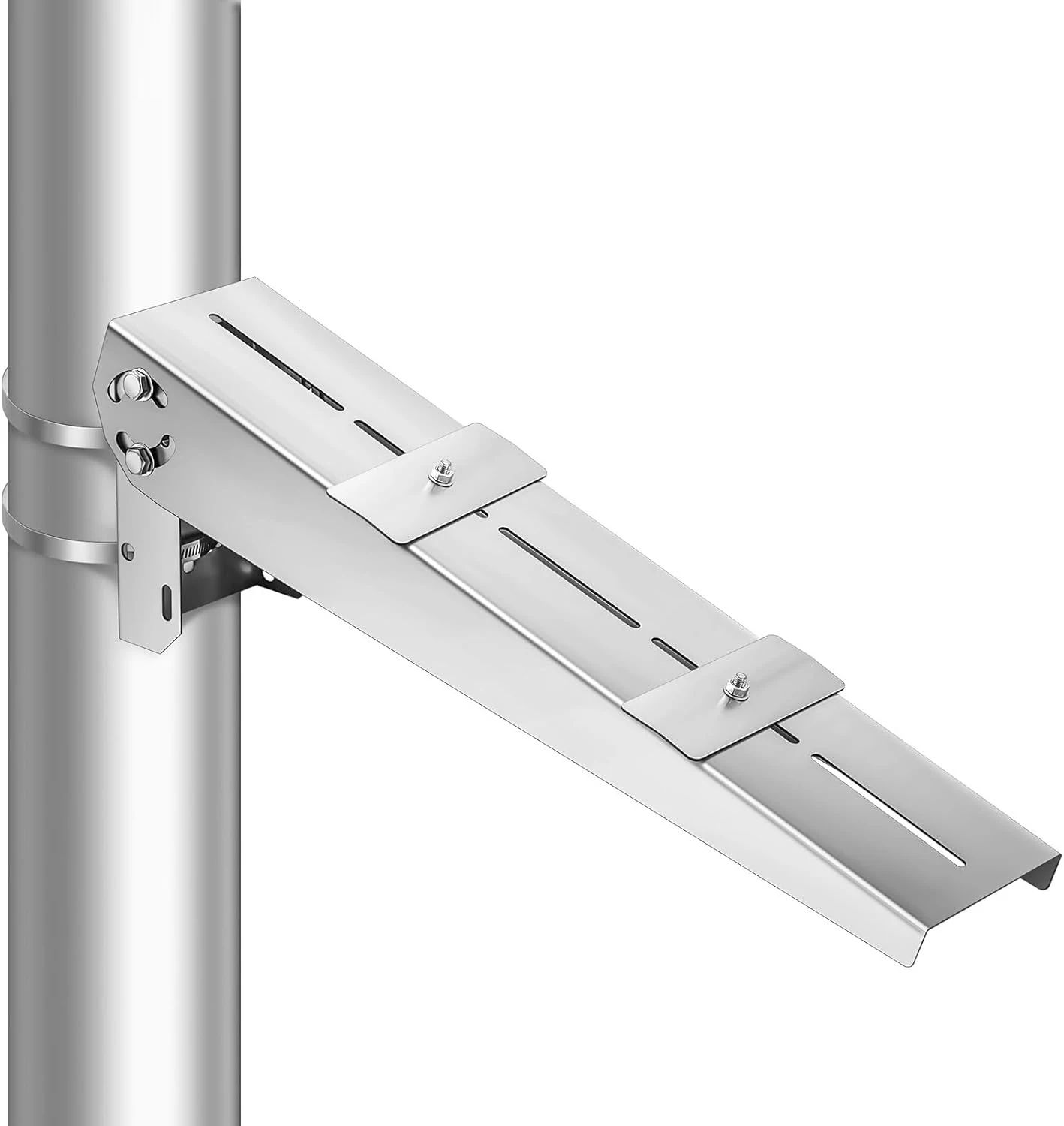 1 Pack Solar Panel Pole Mount Kit, Adjustable Single Arm 5W-50W Universal Pole bracket, Angle Adjustable for Optimal Positioning