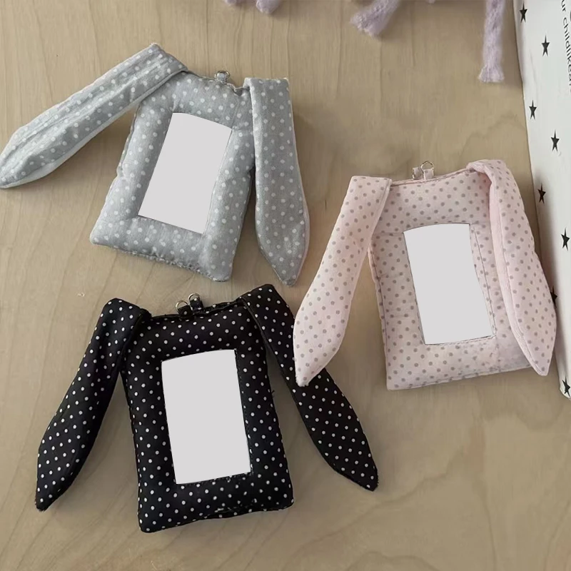 Polka Dot Rabbit Ears Card Holder 3-inch Kpop Photocard Holder Gift Korean Style Bag Pendant Kpop Photocard Picture Frames